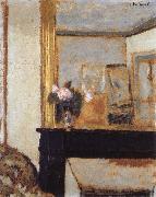 Edouard Vuillard Blomvas on the mantelpiece oil painting on canvas
